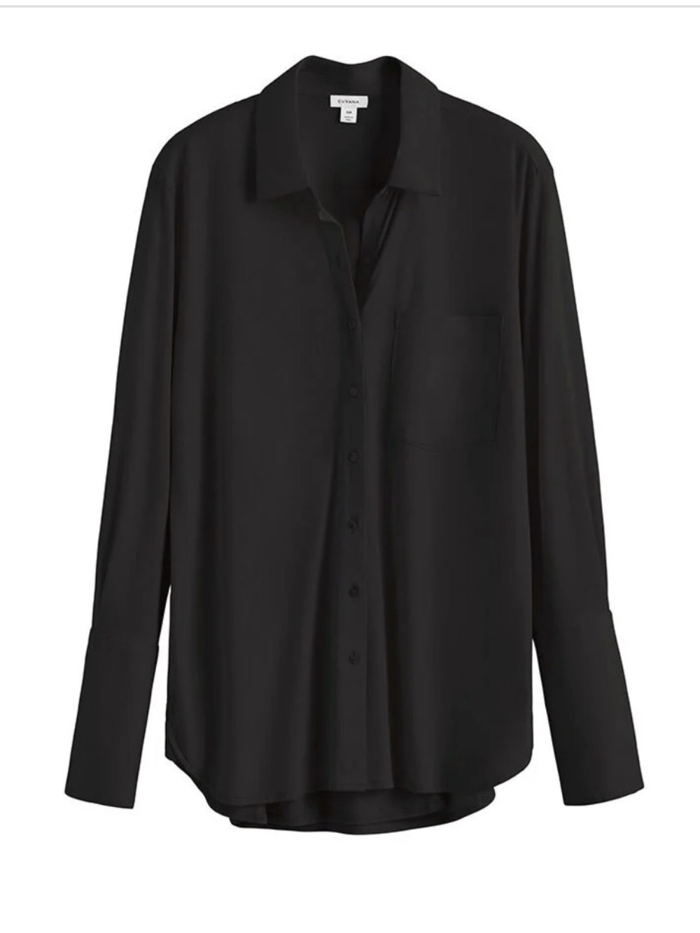 Cuyana Organic Pima Black Collared Button-Front Shirt - Picture 1 of 11